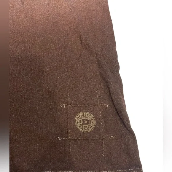 Double D Ranch Embroidered V-Neck Brown and Tan Women's Top Sz:M - Picture 7 of 9